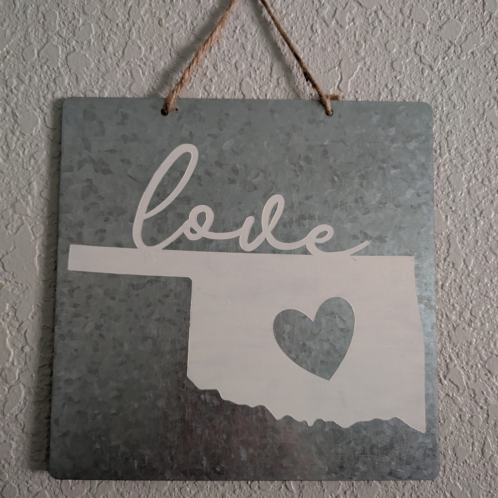 Metal Wall Decor with White Love Design